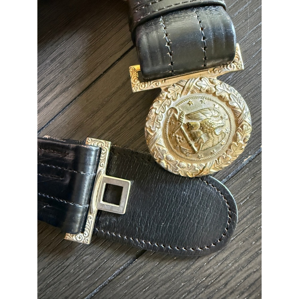 Hilborn-Hamburger Inc Black Leather 36 Military Dress Sword Belt Eagle Buckle